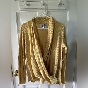 Anthropologie Akemi + Kim Woodruff Mustard Wrap Top